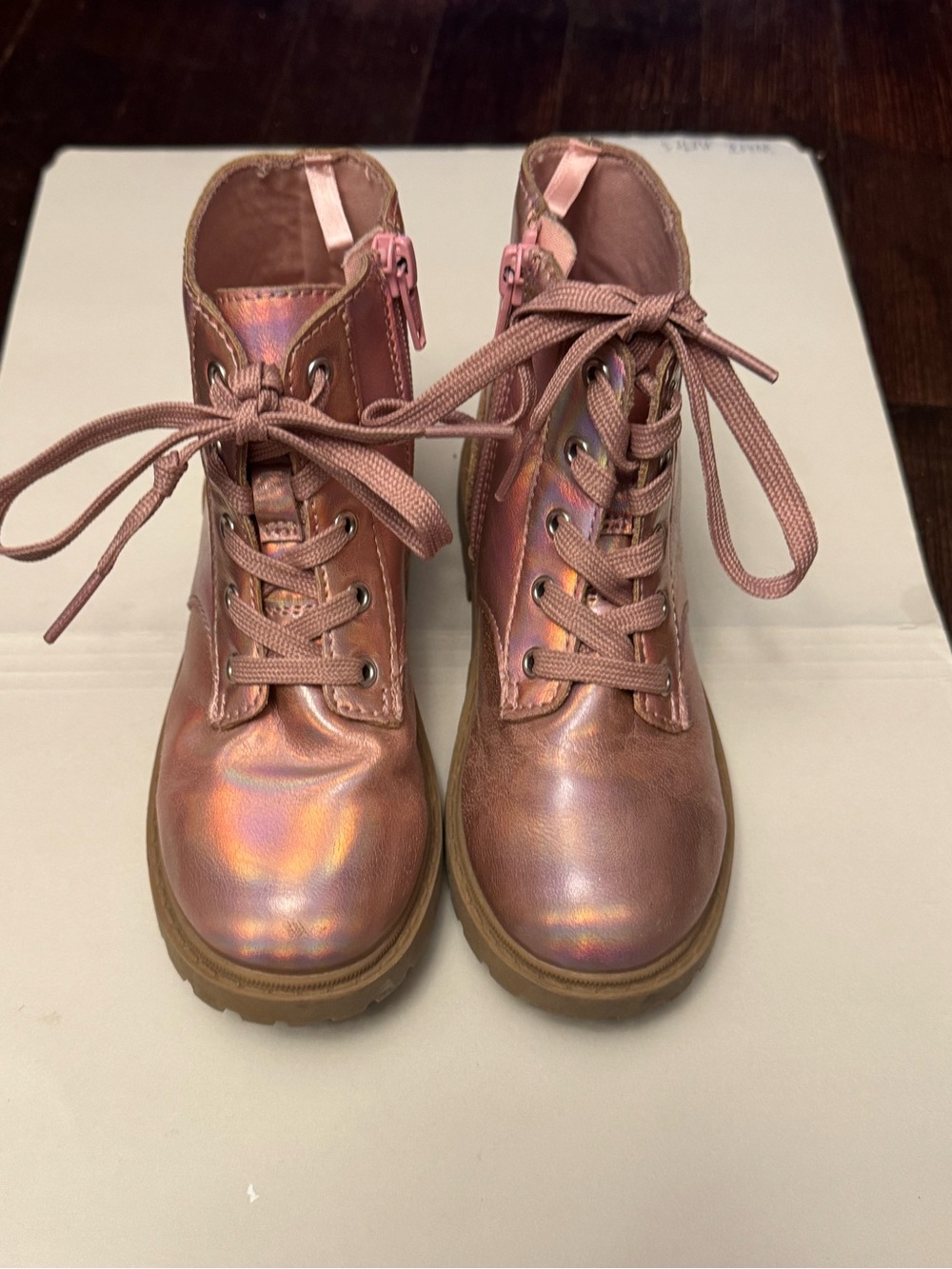 Girls' Pink Lace-Up Ankle Boots